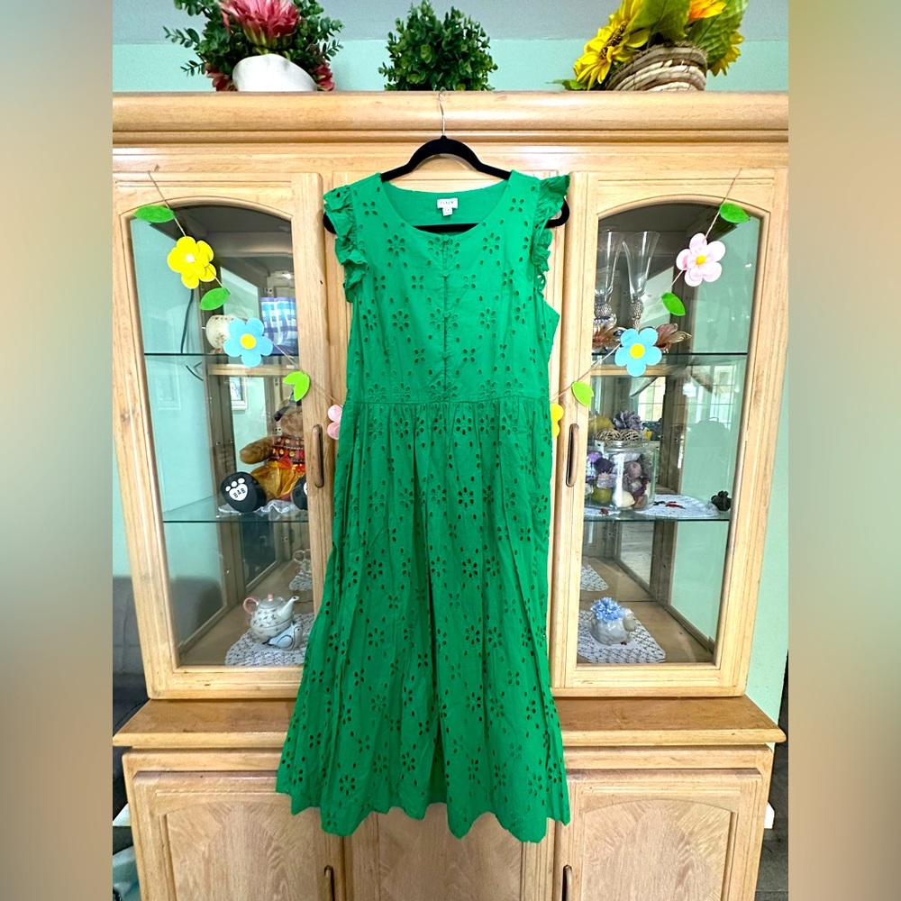 Jcrew green midi skirt